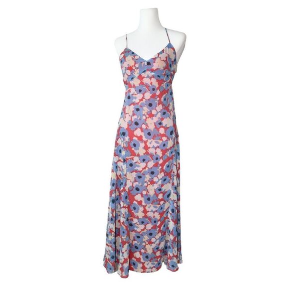 Joie Markus 100% Silk Floral Blue and White Maxi Dress Sz 0 MSRP $480 Etherial - Picture 1 of 8